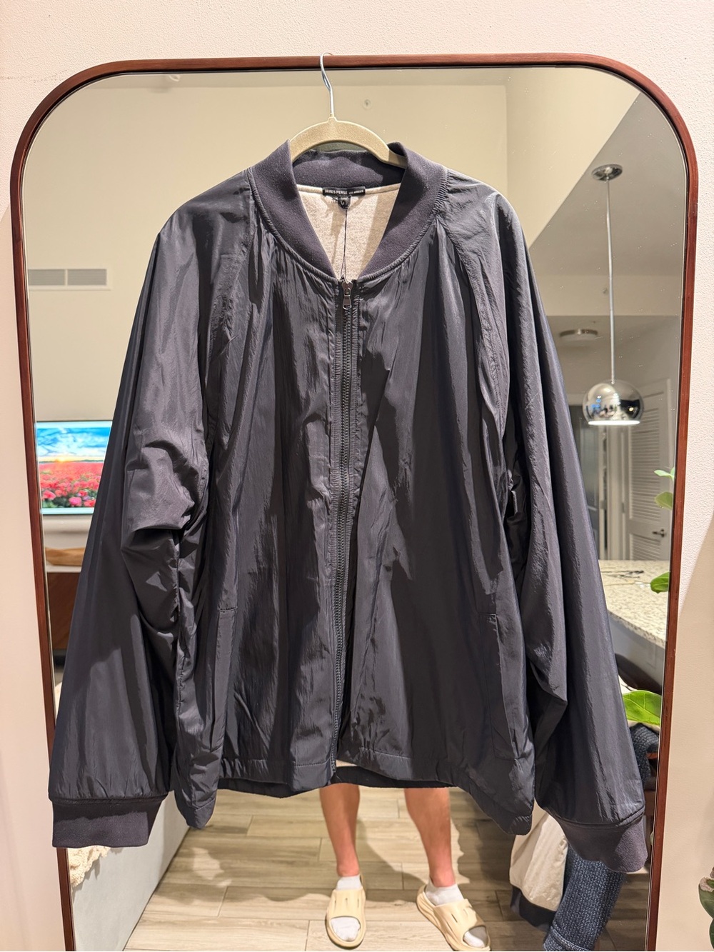 James Perse Nylon Bomber Jacket Lined - Black Size 4